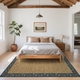 thumbnail image 4 of Garvee 9'x12' Floral Bordered Rug Braided Print Carpet, Washable Rug Non-Slip Stain-Resistant Low Pile Indoor Floort Mat for Living Room Bedroom Home Office, Dark Blue, 4 of 8