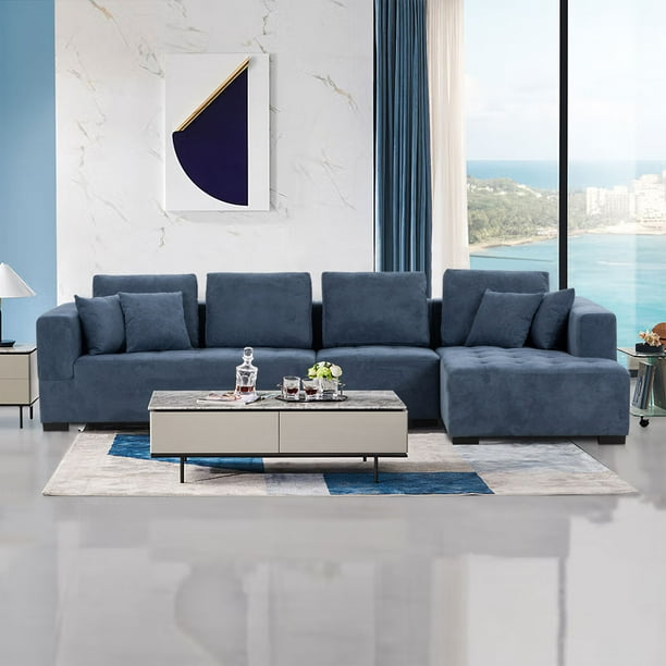 Sectional Sofa Couch,L Shaped Sectional Sofa with Right Chaise,Linen ...