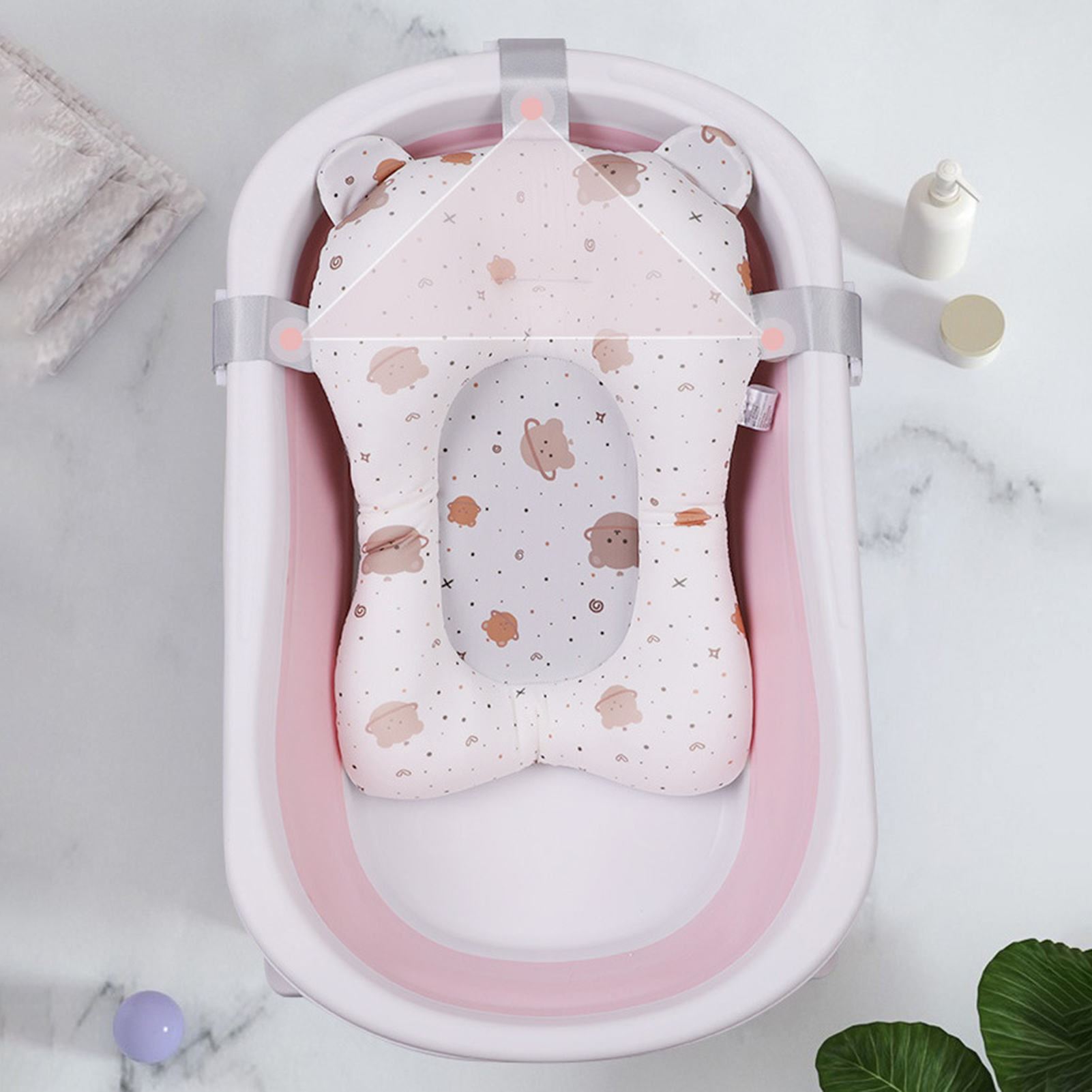 Happy Date Baby Bath Cushion Pad Newborn Bathtub Mat Infant Bath