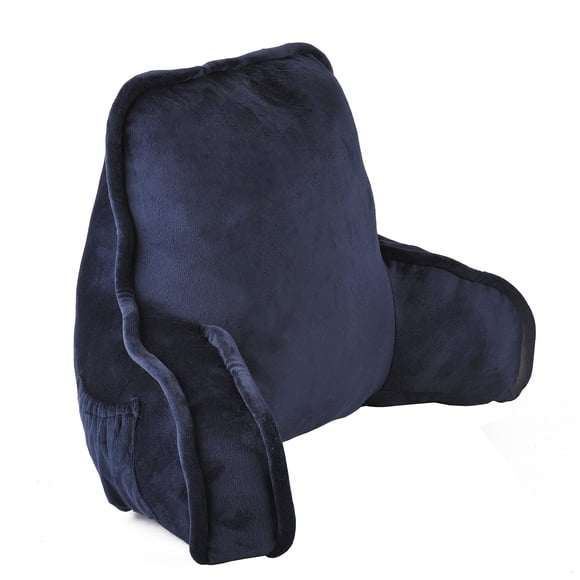Home Soft Things Super Soft Housse de Coussin de Lecture et de Remplissage, Nécessite un Assemblage, Coussin de Dossier pour s'Asseoir au Lit avec Poches pour les Bras, 20 Pouces X 18 Pouces X 17 Pouces, Marine