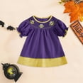 thumbnail image 2 of HCNTES Toddler Baby Girl Dress College Football Game Day Outfit Puff Short Sleeve Smocked Bubble Dresses Playwear(Purple,12-18 Months), 2 of 6