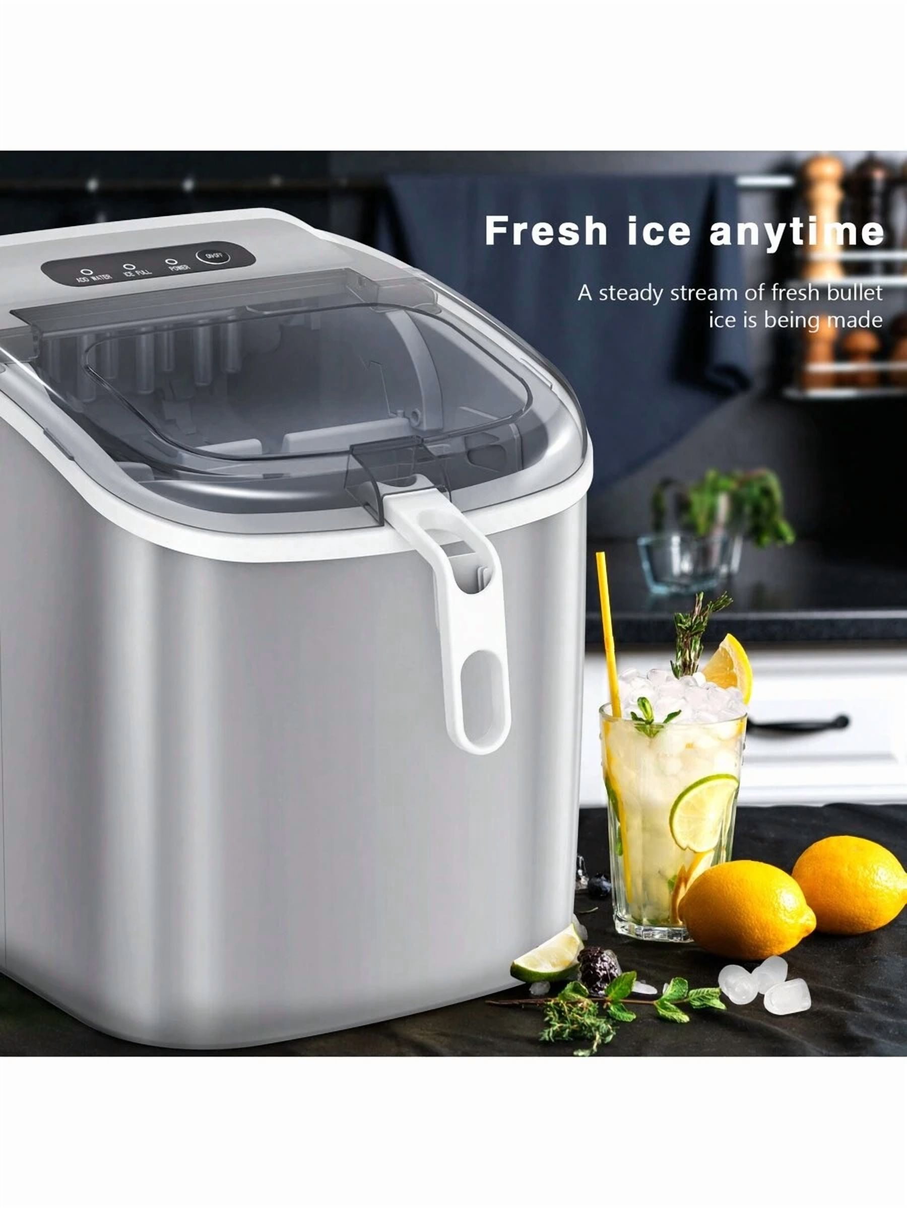 Havato Nugget Ice Maker Countertop,  Self-Cleaning  Ice Maker With Ice Basket & Scoop, 26Lbs/24H, 9 Ice Cubes Ready In 6 Mins, Chewable Ice Maker Machine For Home Camping Party RV