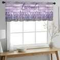 thumbnail image 2 of Lavender Farmhouse Valance Curtains for Kitchen/Living Room/Bathroom/Bedroom Window, Rod Pocket Small Topper Half Short Window Curtains Voile Sheer Scarf, Purple Wooden Grain 42"x18", 2 of 8