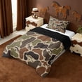 thumbnail image 2 of Erosebridal Green Camouflage Twin Comforter Sets,Cute Cartoon Shark Rustic Farmhouse Camo Bedding Set For Kids Boys,Reversible Black,2 Pieces, 2 of 7