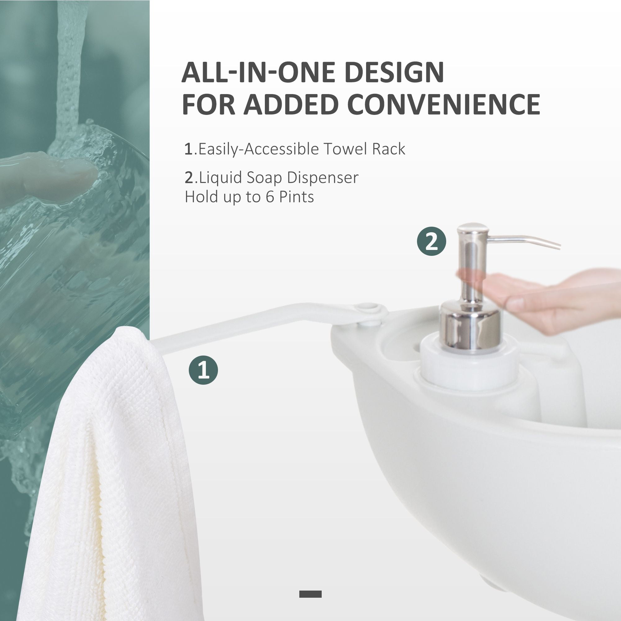 Portable Camping Sink, 4.5GAL Tank, 6.3GAL Recovery Tank, Handwashing Basin, Recycled Material, Outdoor Events, White