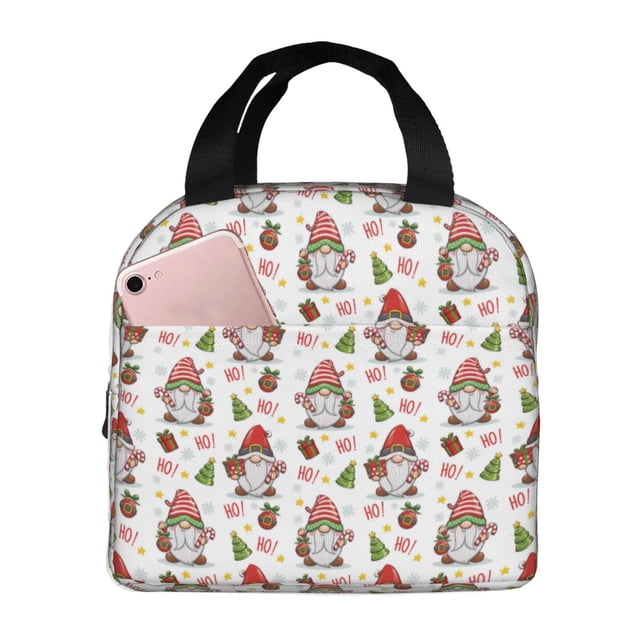 Balery Merry Christmas Santa Bolsa de Almuerzo Aislada – Caja de Almuerzo con Papel de Aluminio Grueso, Mantiene la Comida Fresca por 4 Horas