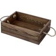 thumbnail image 1 of MyGift 13 Inch Rustic Brown Wood Decorative Storage Organizer Bin with Rope Handles, Open Top Small Crate Box for Bathroom Accessories, Books, Crafts, Fruits, 1 of 7