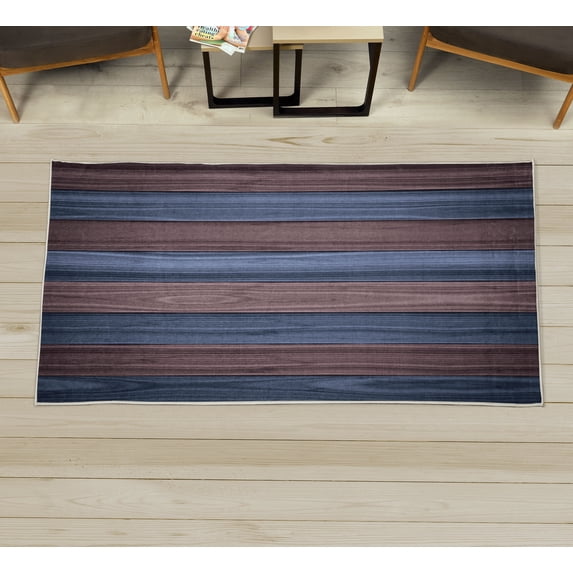 Rustic Decorative Rug, Vertical Wooden Planks Image Cottage Cabin Life in Countryside Theme, Quality Carpet for Bedroom Dorm and Living Room, 6 Sizes, Dark Warm, by Ambesonne