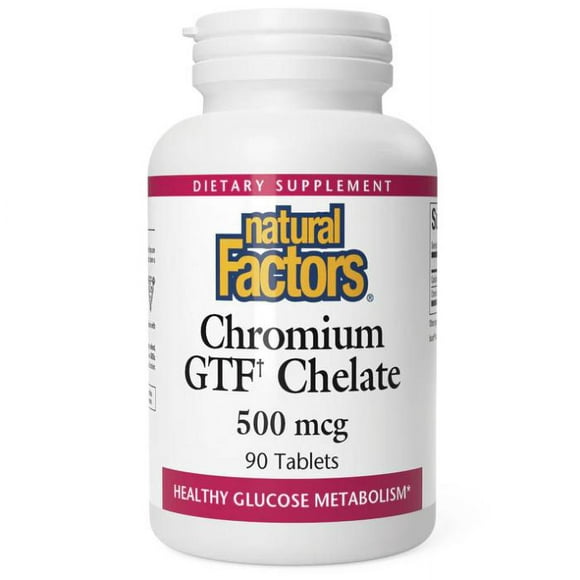 Natural Factors - Chrome Gtf Chélate 500 Mcg, 90 Comprimés