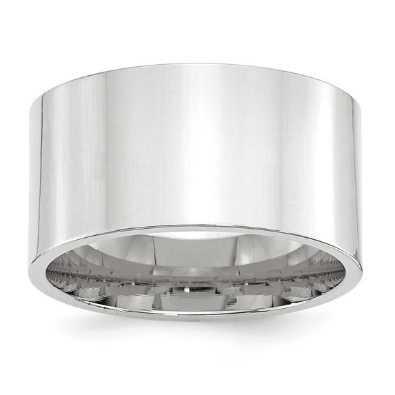 Solid 10k White Gold 12mm Flat Comfort Fit Plain Classic Wedding Band Ring Size 8