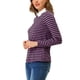 thumbnail image 4 of INSPIRAR CHIC Blusa Casual de Manga Larga para Mujer con Cuello de Muñeca a Rayas Contrastantes y Elástico en la Parte Posterior, Morado y Negro, 4 of 8