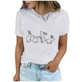 thumbnail image 2 of Tops de Cuello Alto para las Mujeres Amante Impreso Camiseta Cuello Redondo Manga Corta, Poliéster Spandex, 2 of 7