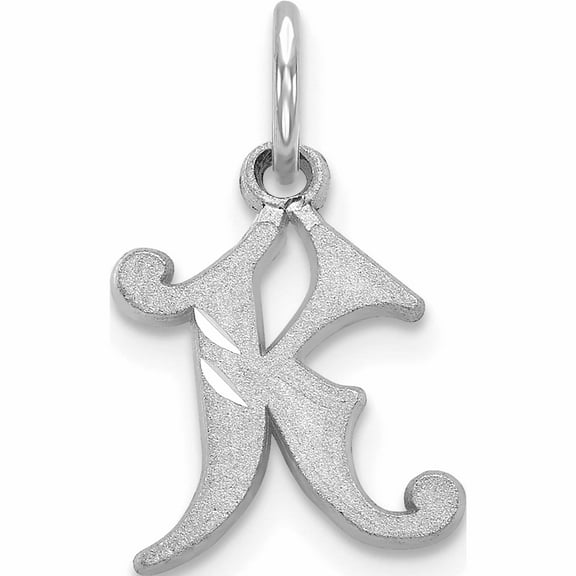 10K White Gold 10Kw Diamond-Cut Initial K Charm (17 X 10) Made In United States -Jewelry By Sweet Pea