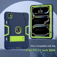 thumbnail image 2 of ELEHOLD Case for iPad Pro 11 inch (M4) 2024,Heavy Duty Hard PC Silicone Case Hidden Kickstand Anti-Scratch Shockproof Cover for Kids Men Women,Navyblue+Yellow, 2 of 7