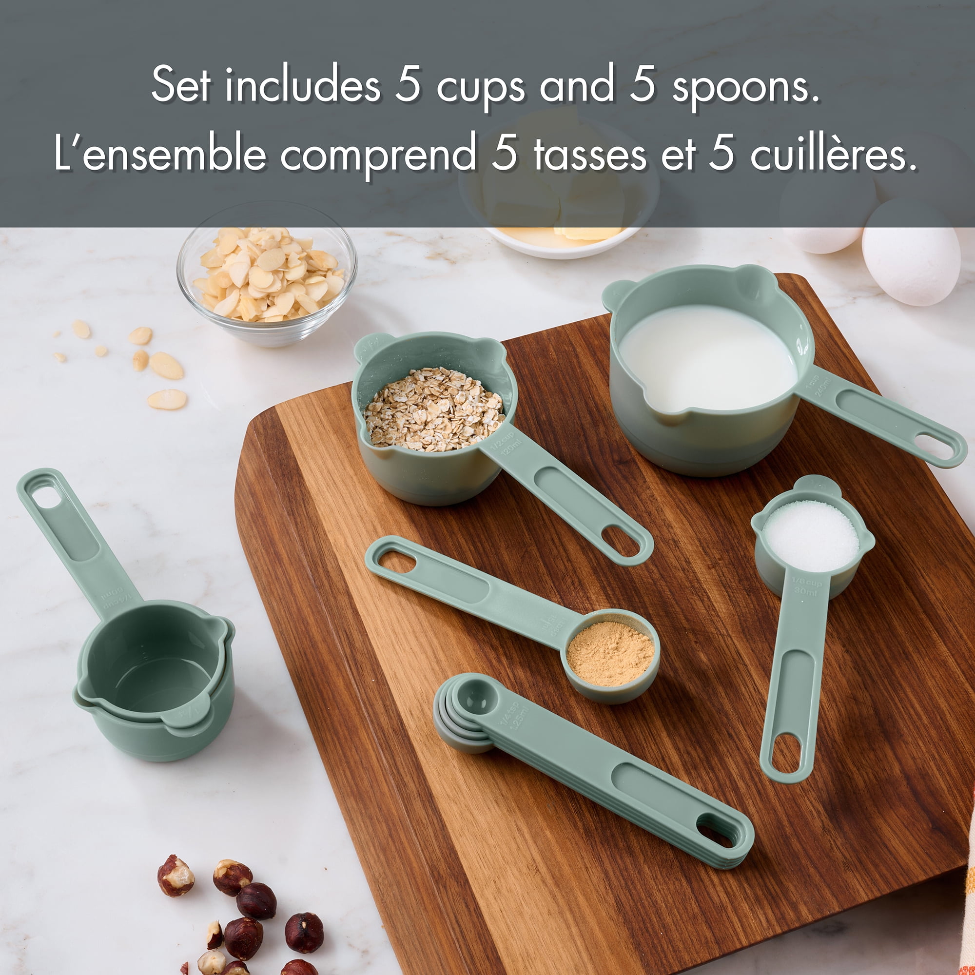 Way-to-Celebrate 10PC Measuring Cups and Spoon Set - Green