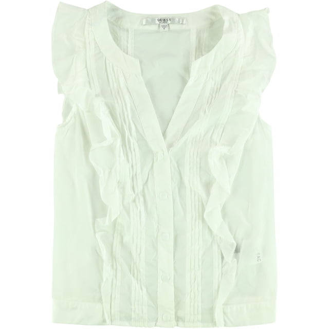 GUESS Mujer SL. Blusa Maggy Crop Top, blanca, mediana Guess parte superior de la cosecha