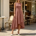 thumbnail image 6 of Atogsazn Women's Summer Sleeveless Maxi Dress Flowy Crew Neck Fitted Waist Asymmetric Ruffle Hem Dresses Rose Gold L Fashion, 6 of 9