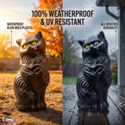 PMU Halloween Black Cat - Blow Mold Plastic Cat Statue - Perfect Décor for Halloween, Home, Yard, Lawn, Garden, Indoor and Outdoor - Best for Party Favors and Supplies - (Yellow Eyes) 17 Inch Pkg/1
