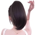 thumbnail image 2 of Extensión de cabello de cola de caballo corta, lisa, color negro natural, con clip en la mandíbula, resistente al calor, para mujer., 2 of 5