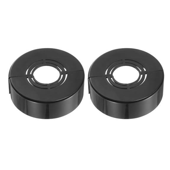 Wall Split Flange, 2 Pcs 62x20 mm - Cuttable ABS Round Escutcheon Plate Cover Buckle, Shower Arm Flange for 20/25/33mm(0.8/1.0/1.3 Inch) Water Pipe Faucet Decoration (Black)
