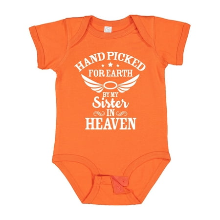 

Inktastic Handpicked for Earth by My Sister in Heaven with Angel Wings Gift Baby Boy or Baby Girl Bodysuit