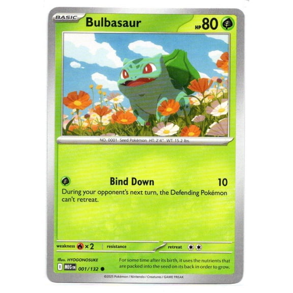 Collectible 2025 Mega Evolution Bulbasaur #1/132 Near Mint or Better English Pokemon Card