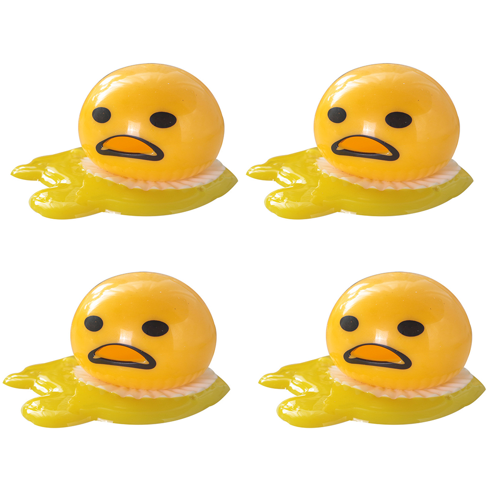 4Pack Yellow Round Vomiting Egg Yolk Stress Relief Toy Tricky Play