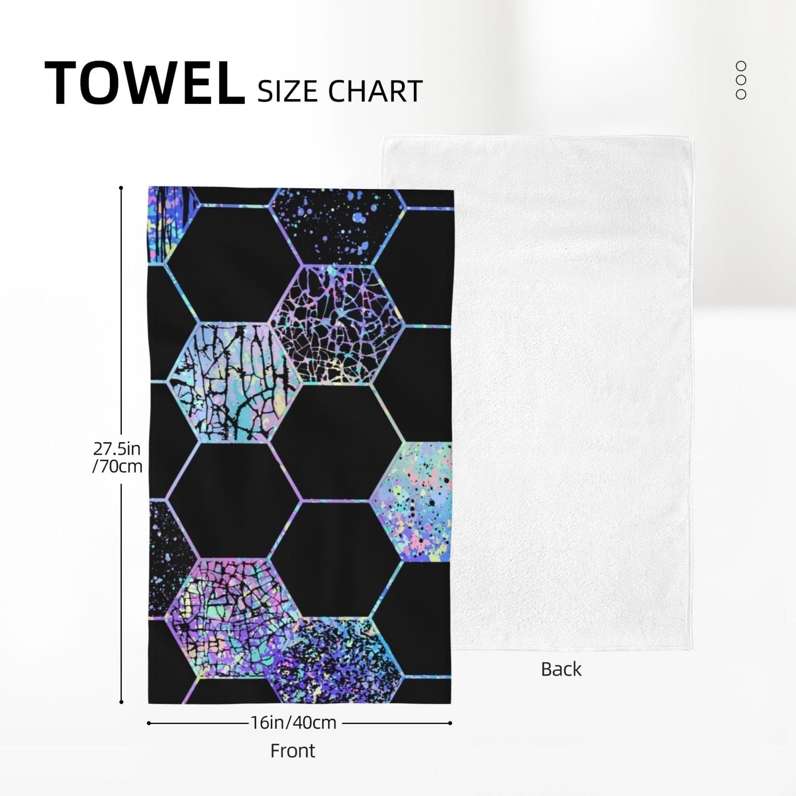 Geometric Hexagon Modern Black Blue 27.5" x 16" Ultra Soft Hand Towel, Face Wash Cloth for Bathroom, Gym, Travel, Pool
