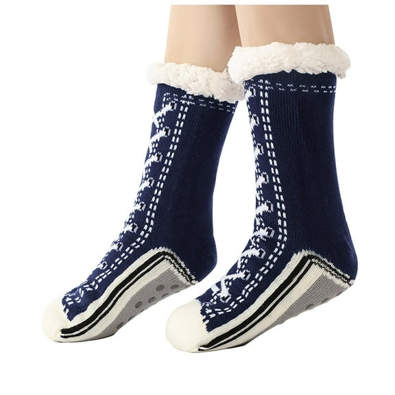 Women Socks Christmas Slippers For Women Ultra-thick Cash-mere Slipper Home Socks, Cash-mere Slipper Socks, Christmas Socks Cash-mere Slipper Socks Navy