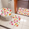 thumbnail image 5 of Spring Pink Orange Red Floral Bathroom Rugs Set Watercolor Flower Vintage Non Slip Absorbent Soft Bath Mats 3 Piece Set with Bathroom Rug, U-Shaped Floor Mat, Toilet Seat Cover Large Size, 5 of 9