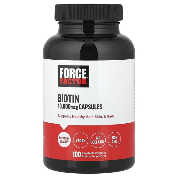 Force Factor Biotin, 10,000 mcg, 100 Vegetable Capsules