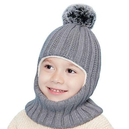 

Baby Winter Hat Scarf Toddler Beaniess Hats Girl Boy With Neck Warmer Pompom Beaniess For Kids Knit Warm Earflap Hood Skullss Caps Kids Lined Winter Hat