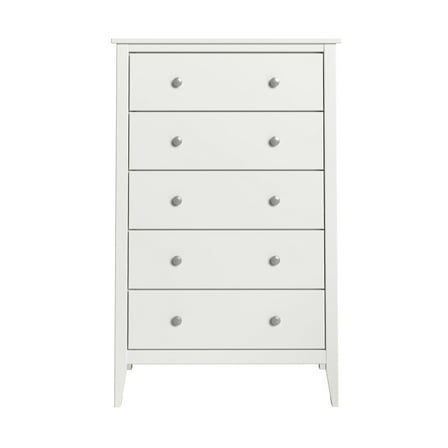 Jela Solid Wood 5 Drawer Dresser - White
