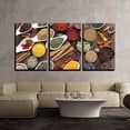 thumbnail image 2 of wall26 - 3 Piece Canvas Wall Art - Flavorful, Colorful Spices in Ceramic and Metal Bowls on Wooden Background. - Modern Home Art Stretched and Framed Ready to Hang - 24"x36"x3 Panels, 2 of 3