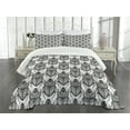 thumbnail image 3 of Ambesonne Egyptian Quilted Bedspread Set 3 Pcs, Mythological Scarabs, Queen Size, Black White, 3 of 5