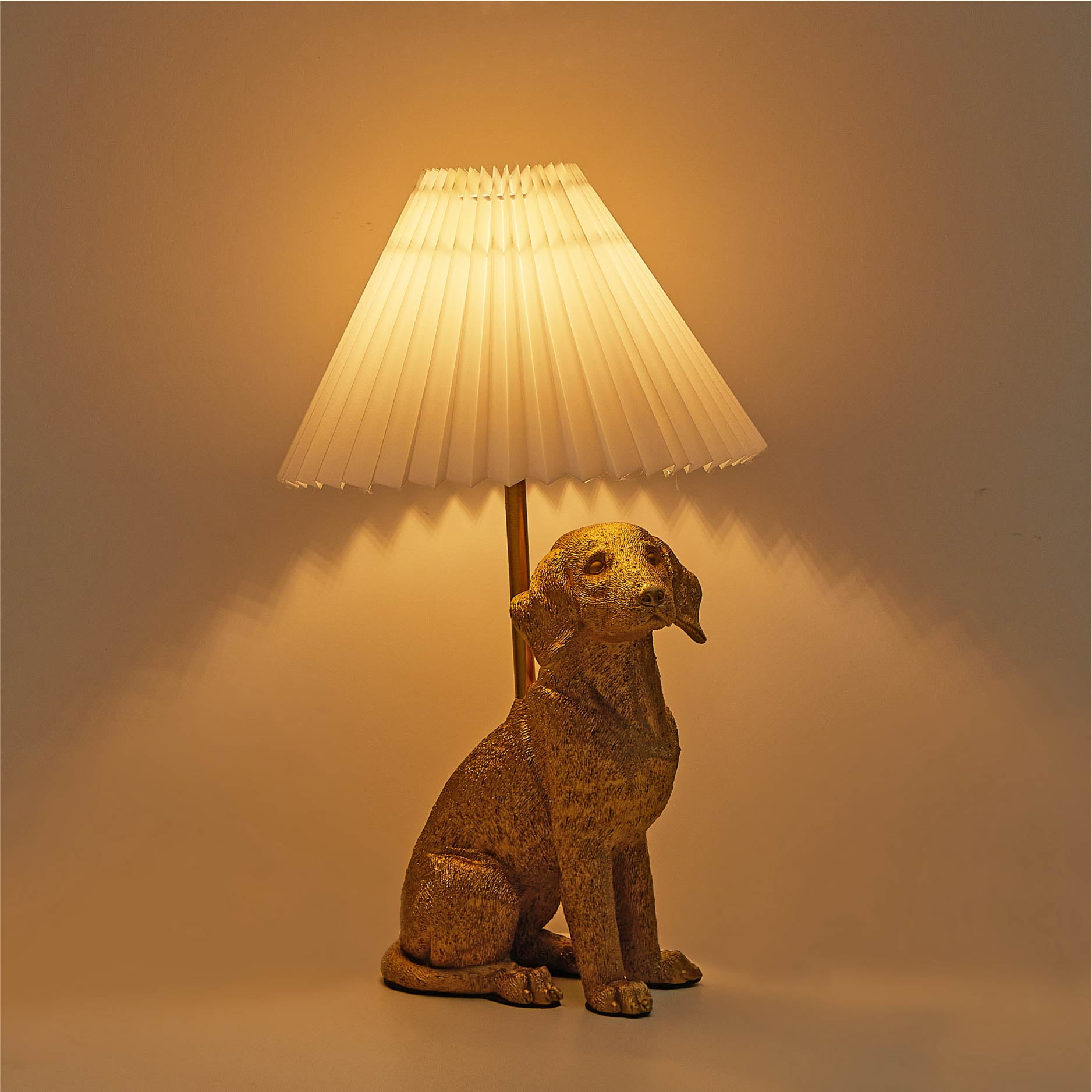 Home Decor Collection White Labrador Dog Brass Table Lamp