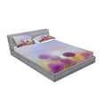 thumbnail image 2 of Ambesonne Floral Fitted Sheet & Pillow Sham Set, Onion Flowers Pastel, Full, Purple Blue, 2 of 2