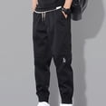 thumbnail image 4 of NIBOLOG Men Pants Solid Color Elastic Waist Drawstring Ankle-banded Cargo Pants for Daily Wear, 4 of 8