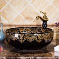 thumbnail image 4 of Chinese Design Sanitary Ware Black Flower Cabinet Basin Ceramic Toilet Hand Basin Wash Basin Bathroom Countertop Mounted, 4 of 6