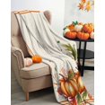 thumbnail image 3 of Thanksgiving Pumpkin Flannel Blanket for Bed,Travel and Camping, Fall Maple Leaf Super Soft Cozy Blanket for All Seasons 32"x48", 3 of 6