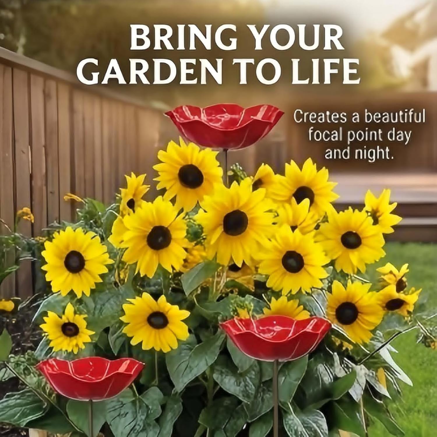 Everlasting Garden Blooms - Handmade Metal Flower Garden Stake, Mini Bird Bath & Pollinator Water Station, Colorful Butterfly Bees Bath Bowl for Outdoor Garden Courtyard Decor (7mix)