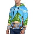 thumbnail image 2 of KLL Merry Christmas Gnome Print Mens Hoodie Long Sleeve Casual Pullover Hooded Sweatshirt Fashion Drawstring Hoodies with Pocket-Medium, 2 of 6