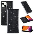 thumbnail image 1 of SaniMore Magnetic Flip Wallet Case for iPhone 14 6.1", PU Leather Ultra-Thin Glitter Cover Buil-in Card Slot & Kickstand Shockproof Protective Shell for iPhone 14, Black, 1 of 8