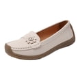 thumbnail image 2 of longantii Women's Comfort Leather Flat Slip On Loafers Casual Round Toe Soft Sole Moccasins Boat Shoes Classic Driving Lightweight Penny Work Shoe Beige, 2 of 9