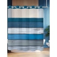 thumbnail image 4 of Coastal Style No Hook Shower Curtain and Liner Set Retro Blue Grey Stripes Wood Texture Shower Curtains with Snap-in Liner & See Through Top Window Hotel Style for Bathroom Decor 72x78 Inch, 4 of 8