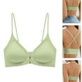 thumbnail image 2 of Front Closure Push Up Bra Padded Deep V Plunge Bras Smooth Triangle Bralette, 2 of 15
