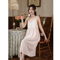 thumbnail image 5 of Defitshape Women's Cotton Long Nightgown Princess Victorian Pj Soft Sleeveless Chemise Summer Sleep Dress Cami Lace Nighties with Padded Bras Pink Medium, 5 of 5