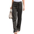 thumbnail image 1 of Pantalon Droit en Coton et Lin pour Femmes, Été, Décontracté, Long, Grande Taille, 1 of 2