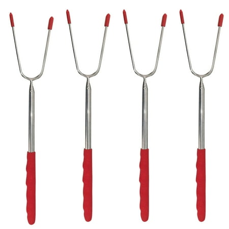 

CYMMPU PP Barbecue Tools 4Pcs Stainless Steel Grilled Meat Barbecue Fork Fruit Fork Dessert Fork Bbq Tool Red