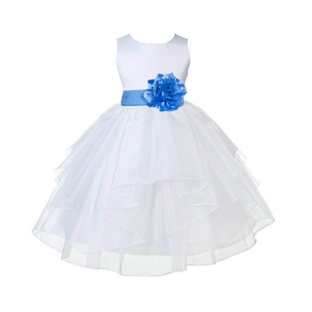 

Ekidsbridal Formal Satin Shimmering Organza White Flower Girl Dress Bridesmaid Wedding Pageant Toddler Recital Easter Communion Graduation Reception Ceremony Birthday Baptism Occasions 4613s